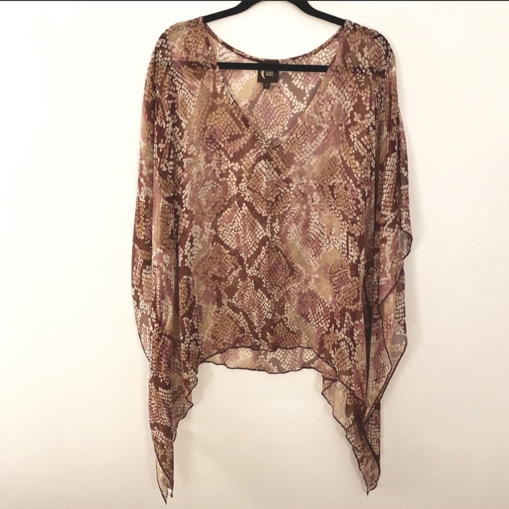 Blu Moon V-Neck Cape Cool Maroon Top Size 1